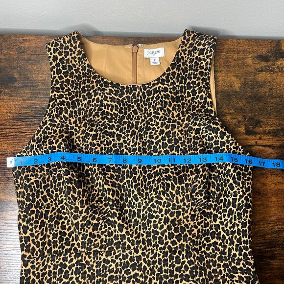 J.Crew Women's Leopard Animal Print Sheath Dress Size 2 Sleeveless Knee-Length - Picture 10 of 12